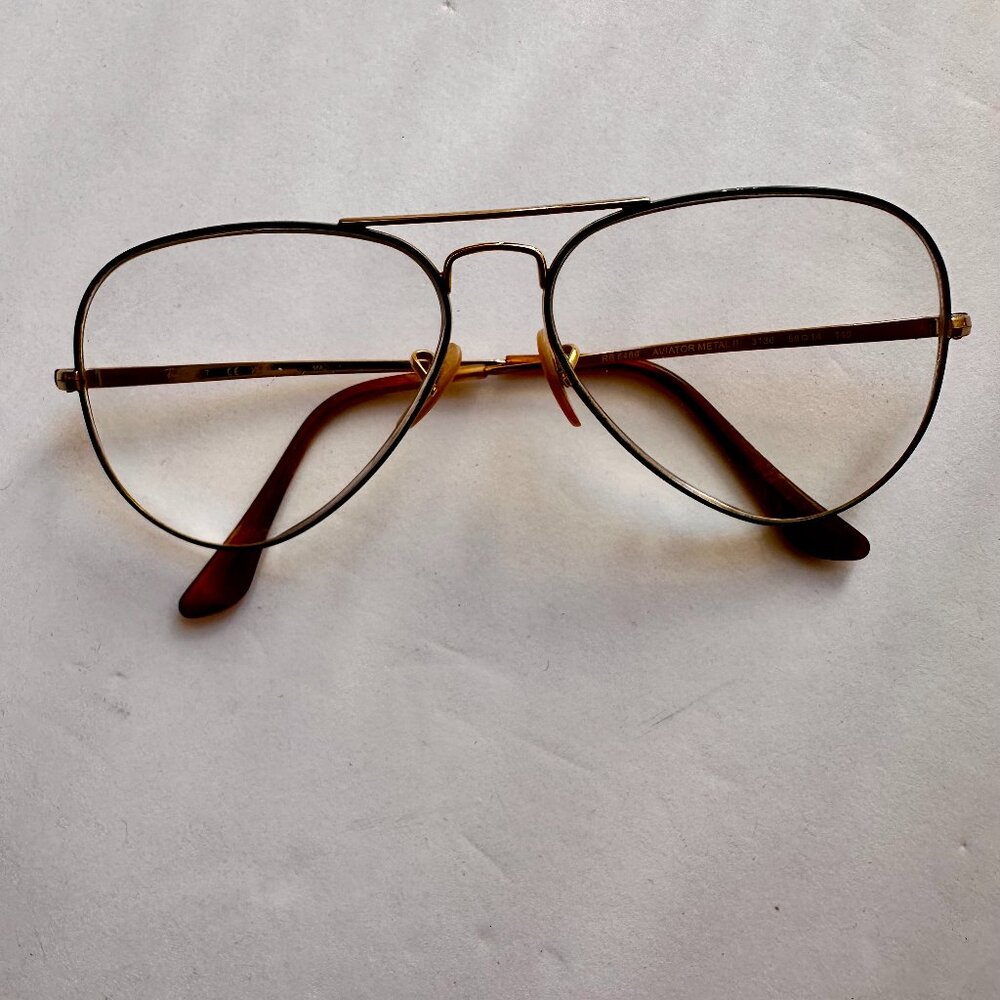 RAY BAN Unisex Aviator Optics Eyeglasses, RB6489 Gold and Green Trim